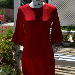 Red Long Sleeve Body Con Dress